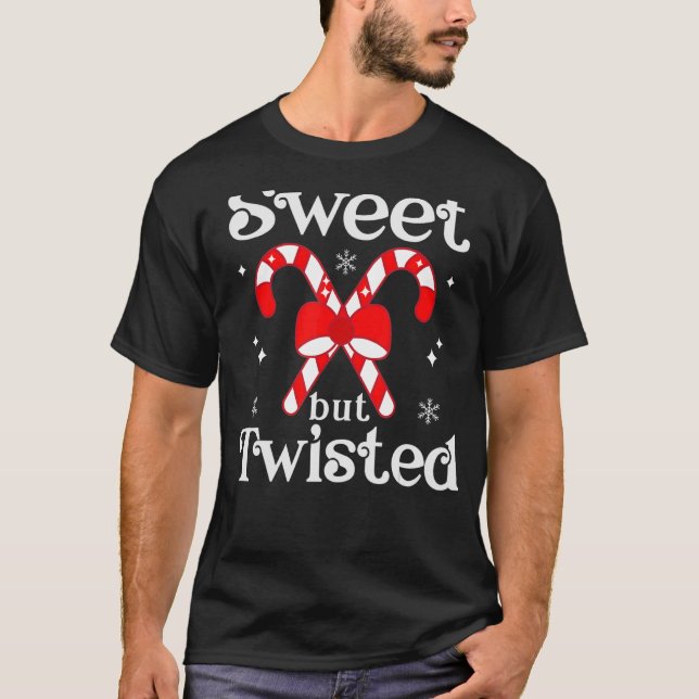 T-shirt Sucre de canne doux mais tordu drôle Noël (Devant)