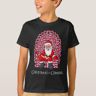 T-shirt Sucre de canne du Père Noël Trône Noël Garçons Fil
