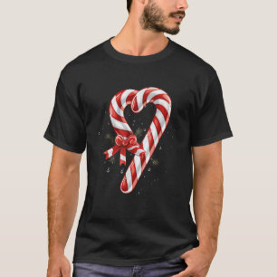 T-shirt Sucre de canne géant Coeur Noël Cadeaux Rouge et W