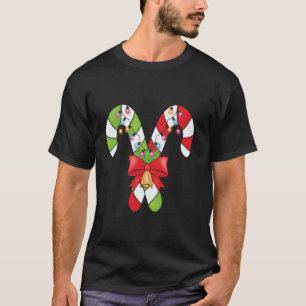 T-shirt Sucre de canne Joyeux et brillants feux de Noël