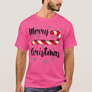 T-shirt Sucre de canne Joyeux Noël Rouge et Blanc Bonbons