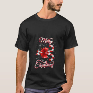 T-shirt Sucre de canne pour femmes Joyeux Noël Rouge et bl
