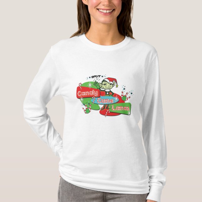 T-shirt Sucre de canne rétro Lanes Bowling Elf (Devant)