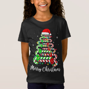 T-Shirt Sucre de canne Santa Hat Funny Noël Arbre Joyeux N