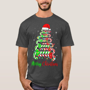T-shirt Sucre de canne Santa Hat Funny Noël Arbre Joyeux N
