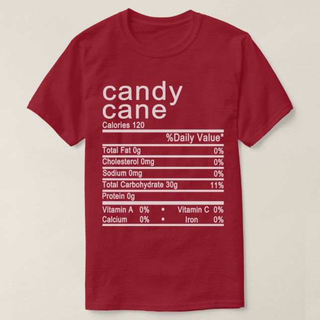 T-shirt sucre de canne - valeur nutritive étiquette (Design devant)