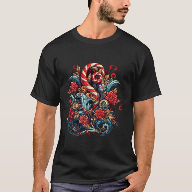 T-shirt sucres de canne Rouge et blanc Idée de Noël Créati (Devant)