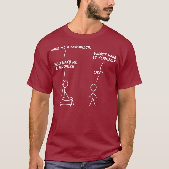 T-shirt Sudo Faire Sandwich Drôle Linu (Devant)