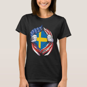T-shirt Suède Drapeau Américain Fier De Mon Patrimoine Sué