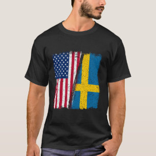T-shirt Suède États-Unis Suédois Usa Lover Sverige Usa Dra