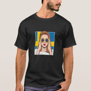 T-shirt Suède Pour Fille Drapeau Suédois Pour Femmes Suédo