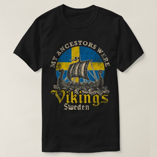 T-shirt Suède Suédois Viking Ship Drapeau (Design devant)