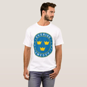 T-shirt Suède, Sverige, 3 couronnes, autocollant, cercle
