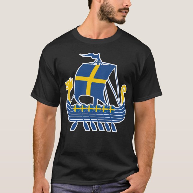 T-shirt Suède Viking Ship Cadeau Valhalla Swedish Viking (Devant)