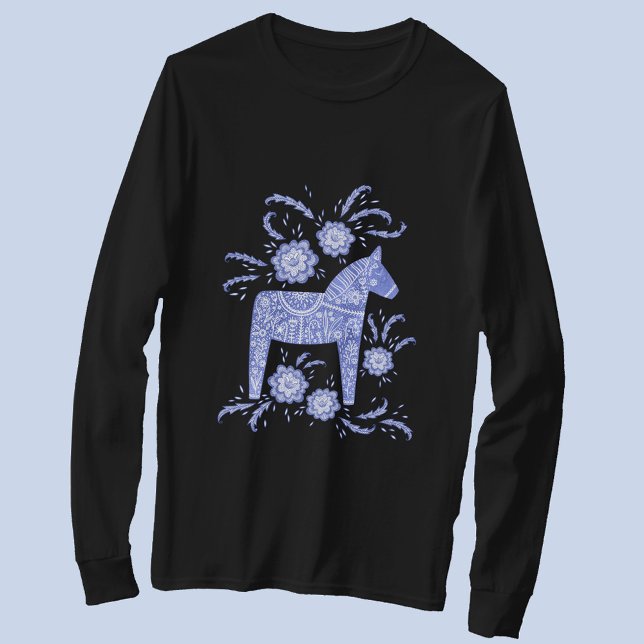 T-shirt suédois Dala Horse Blue Viking (Blue Swedish Dala Horse t-shirt)