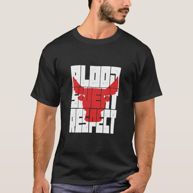 T-shirt Sueur de sang Respect Motivationnel Gymnase Fitnes (Devant)
