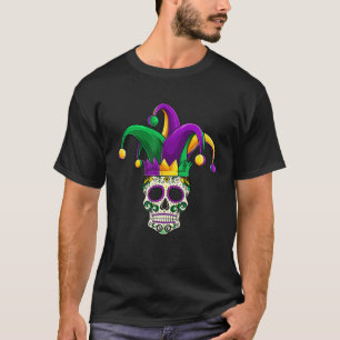 T-shirt Sugar Skull Mardi Gras, Jester Costume Hommes Femm