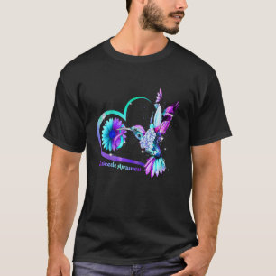 T-shirt Suicide au ruban pourpre du coeur de tournesol de 