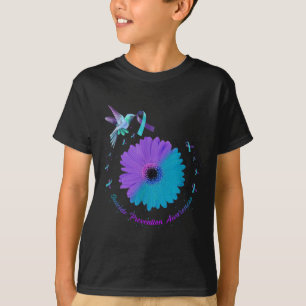 T-shirt Suicide au ruban pourpre du coeur de tournesol de