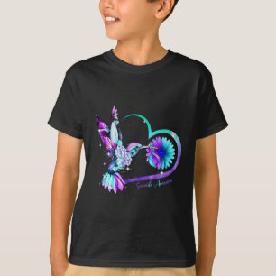 T-shirt Suicide au ruban pourpre du coeur de tournesol de 