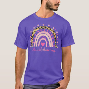 T-shirt Suicide Awareness Pink Heart Leopard Rainbow Suici