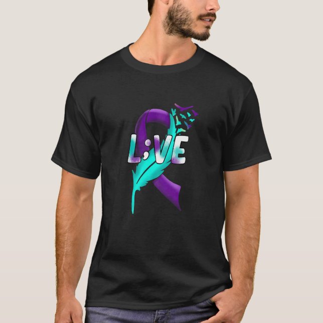 T-shirt Suicide Awareness Semicolon Live Live (Devant)