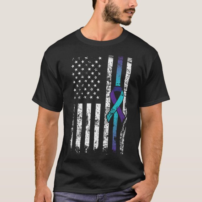 T-shirt Suicide Depression American Flag Prevention (Devant)