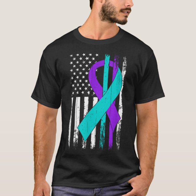 T-shirt Suicide Prevention Awareness American Flag  (Devant)