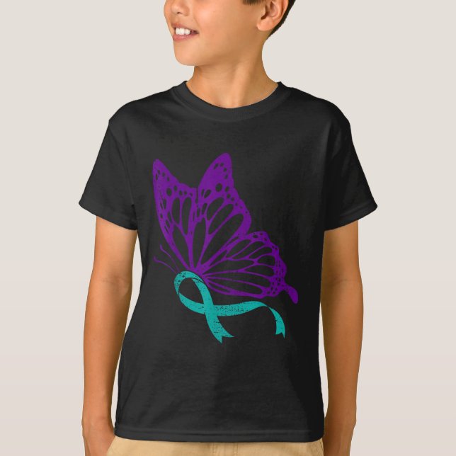 T-shirt Suicide Prevention Awareness Teal &amp; Purple Rib (Devant)