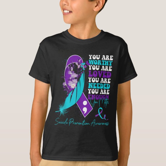 T-shirt Suicide Prevention Awareness Teal Purple Ribbon Su (Devant)