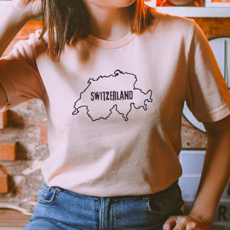 T-shirt Suisse Carte Pays Suisse Frontière Terrain
