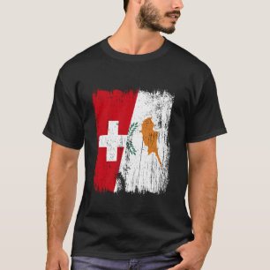 T-shirt Suisse Chypre Demi-drapeau Patrimoine Suisse Chypr
