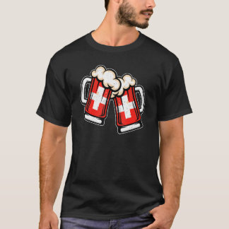 T-shirt Suisse Drapeau Beer Mug Cool Bière Suisse