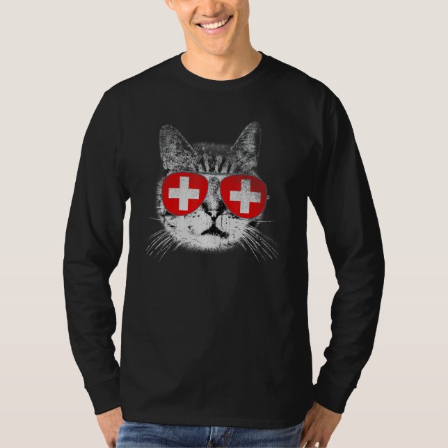 T-shirt Suisse Drapeau Pays Racines Cat Pride (Devant)