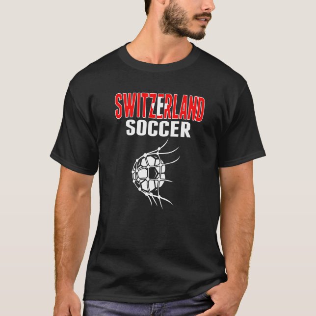 T-shirt Suisse Football Ball In Net Swiss Football Sup (Devant)