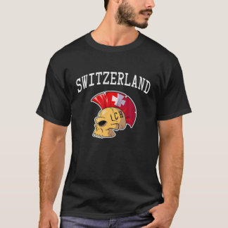 T-shirt Suisse Mohawk Skull Design Sport Supporter Su