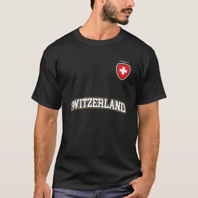 T-shirt Suisse Team Sports Soccer Swiss Drapeau Jersey (Devant)