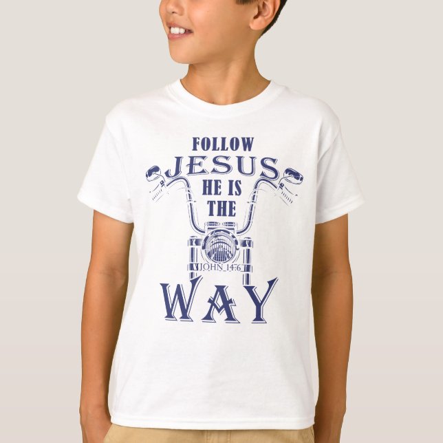 T-shirt Suivez Jésus Il est la façon de la moto chrétienne (Devant)