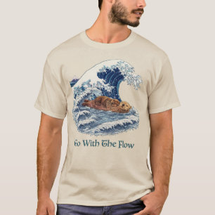 T-shirt suivez le courant, Grande Vague Loutre de mer Japo