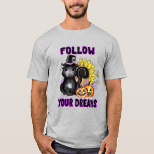 T-shirt Suivez vos rêves - Chat noir Jack-O-Lantern