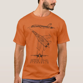 T-shirt Sukhoi Su35 Avion de chasse russe Jet Blueprint Di