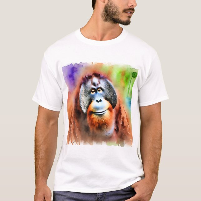 T-shirt Sumatran Orangutan 070724AREF107 - Watercolor (Devant)
