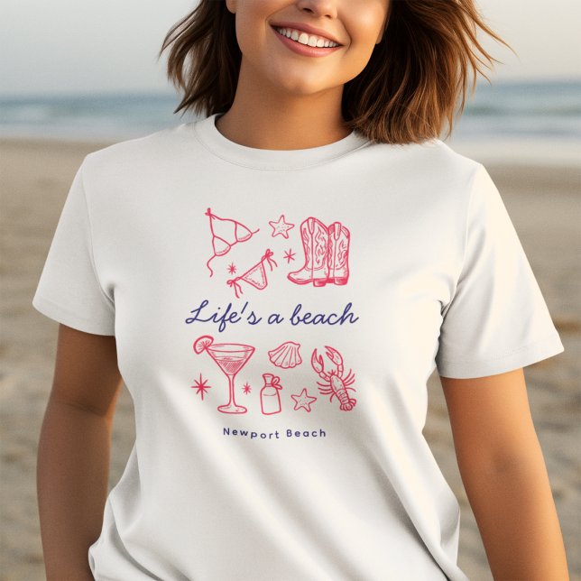 T-shirt Summer Beach Life Blue Pink Favorites Birthday (Créateur téléchargé)