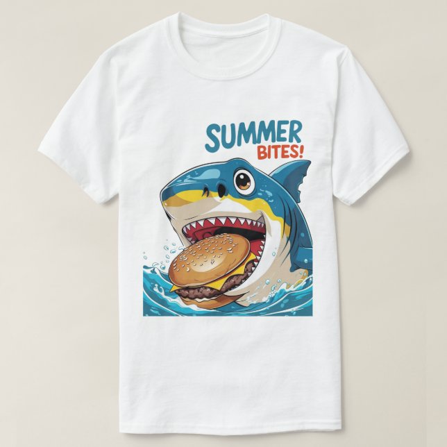 T-shirt Summer Bites – Shark Blue (Design devant)