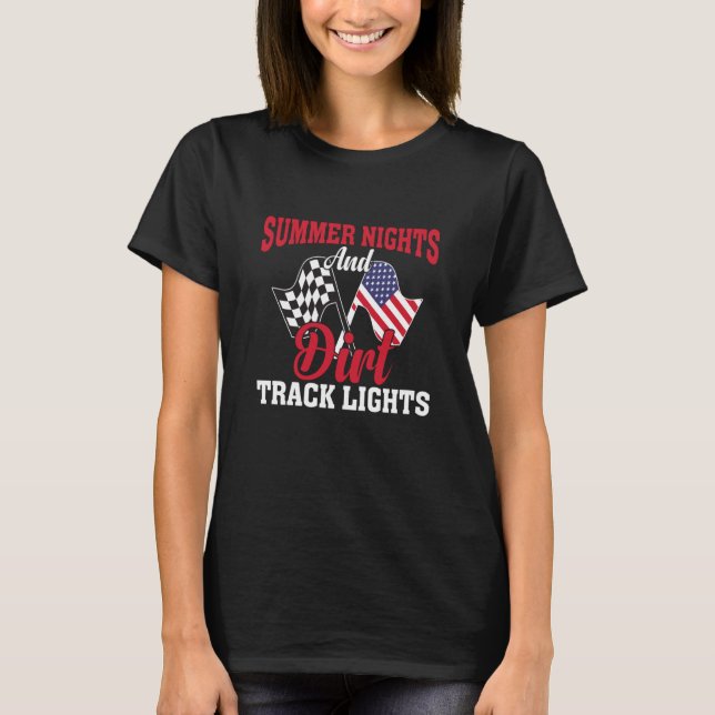 T-shirt Summer Nights Dirt Track Lights Racing Motocross (Devant)