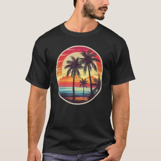 T-shirt Summer Palm Tree Plage tropicale Vintage Retro Sty