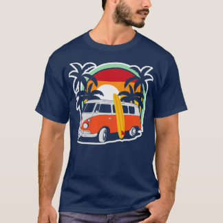 T-shirt Summer Surfer Beach Hippie Van Surf board