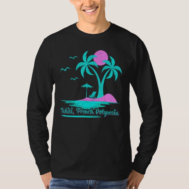 T-shirt Summer Vacation Palm Tree French Polynesia Tahiti  (Devant)