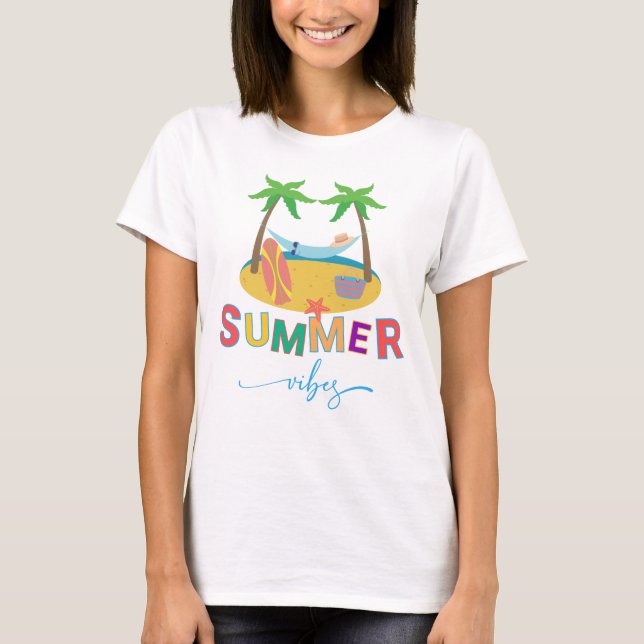 T-shirt Summer Vibes Beach Palm Trees Femmes (Devant)