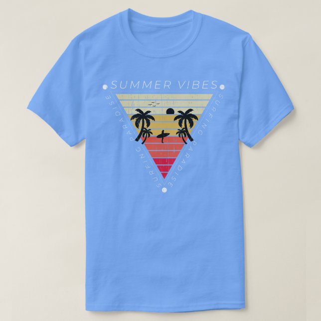 T-shirt Summer Vibes paradis surf coucher de soleil rétro  (Design devant)